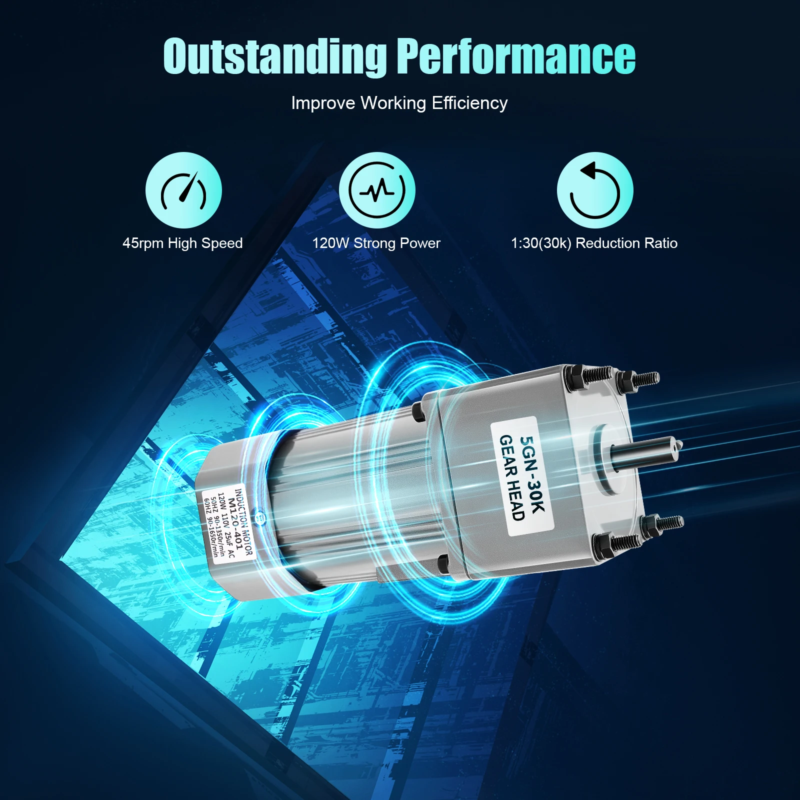 Variable Speed Motor, Speed Controller, Gear Box, High Torque AC Gear Reducer Motor for Industry, Robotics, Automotive