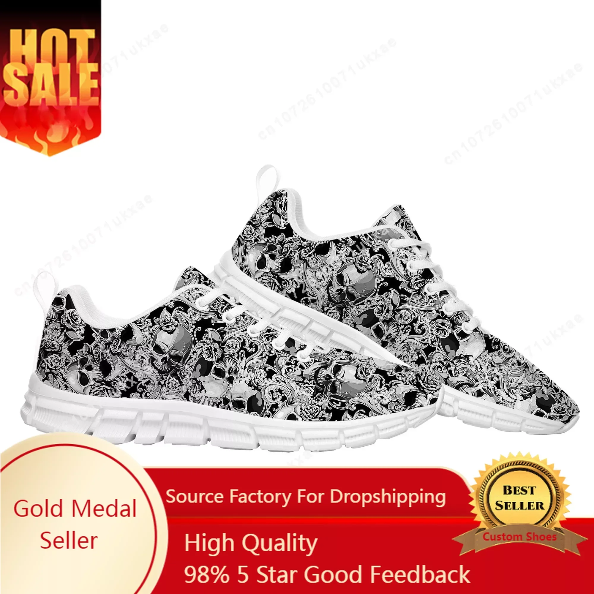 SKull PAisley Gothic Goth Punk Sports Shoes Mens Womens Teenager Sneakers Parent Child Sneaker Customize Shoe