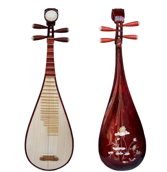 Mahogany pipa instrument toon wood shell carving whole back instrument box to learn to practice