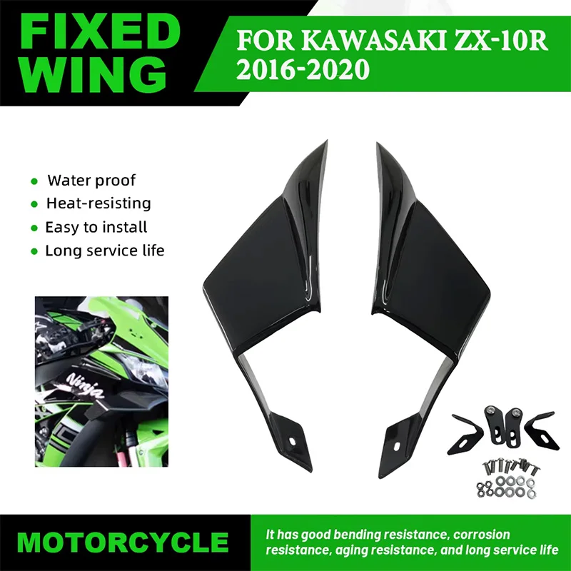 

Motorcycle Aerodynamic Fixed Wing Spoiler For Kawasaki ZX10R ZX-10R ZX 10R 2016-2020 ABS Side Winglet Windshield Wing Fairing