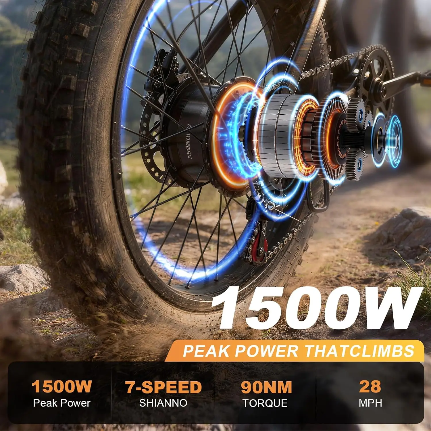 1500W Peak Motor 20x4 Fat Tire Electric Bike 30MPH 60Miles UL2849, Customized