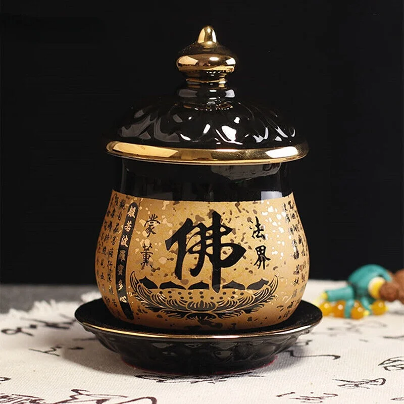 

3.9" Ceramics Water Supply Cup Decorations Worship Holy Water Cup Buddha