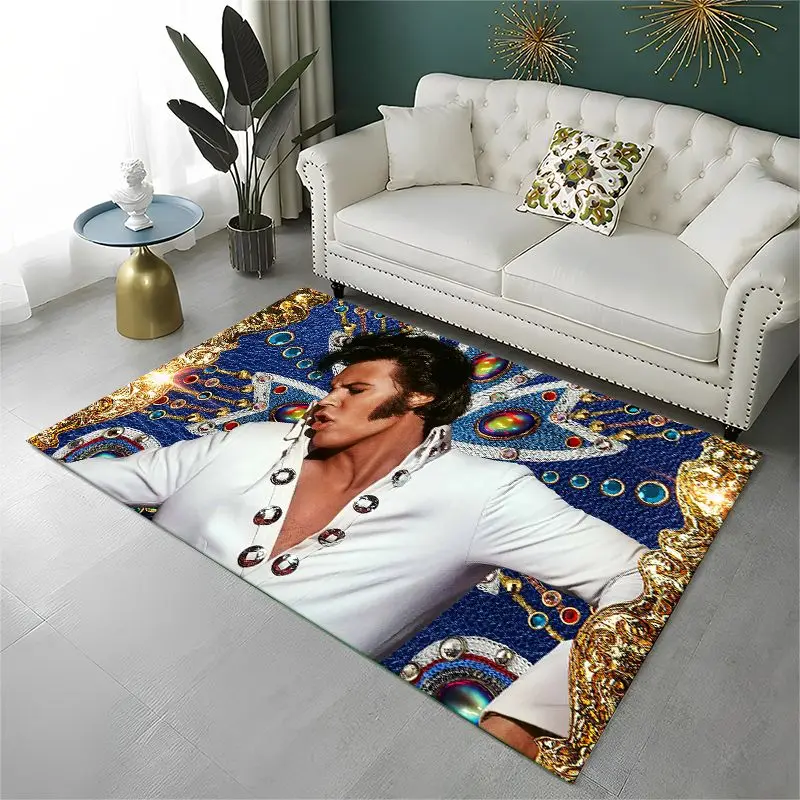 Retro The King E-Elvis Presley Non-Slip Area Rug for Living Room,Bedroom,Playroom,Soft Carpet Floor Mat Home Decor Rug  Room