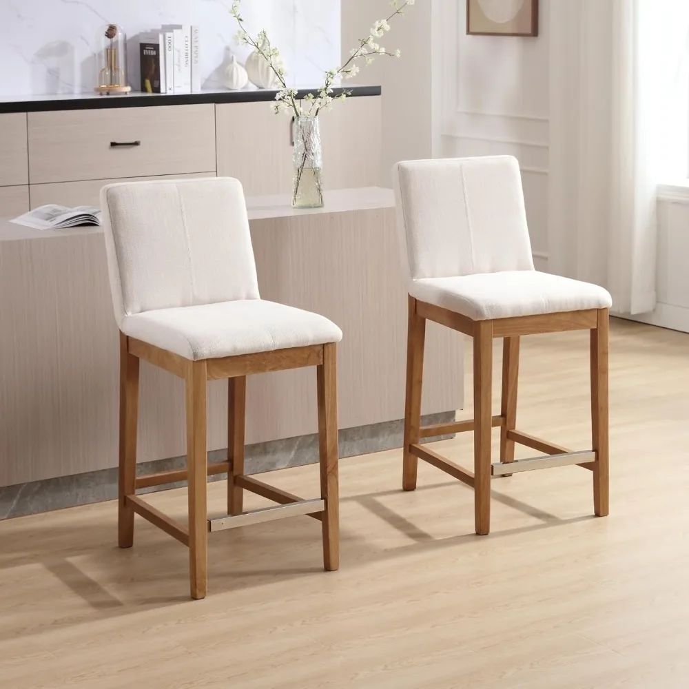 Counter height bar stool 4 piece set linen dining island stool with back 26 inch medieval rectangular wooden bar stool