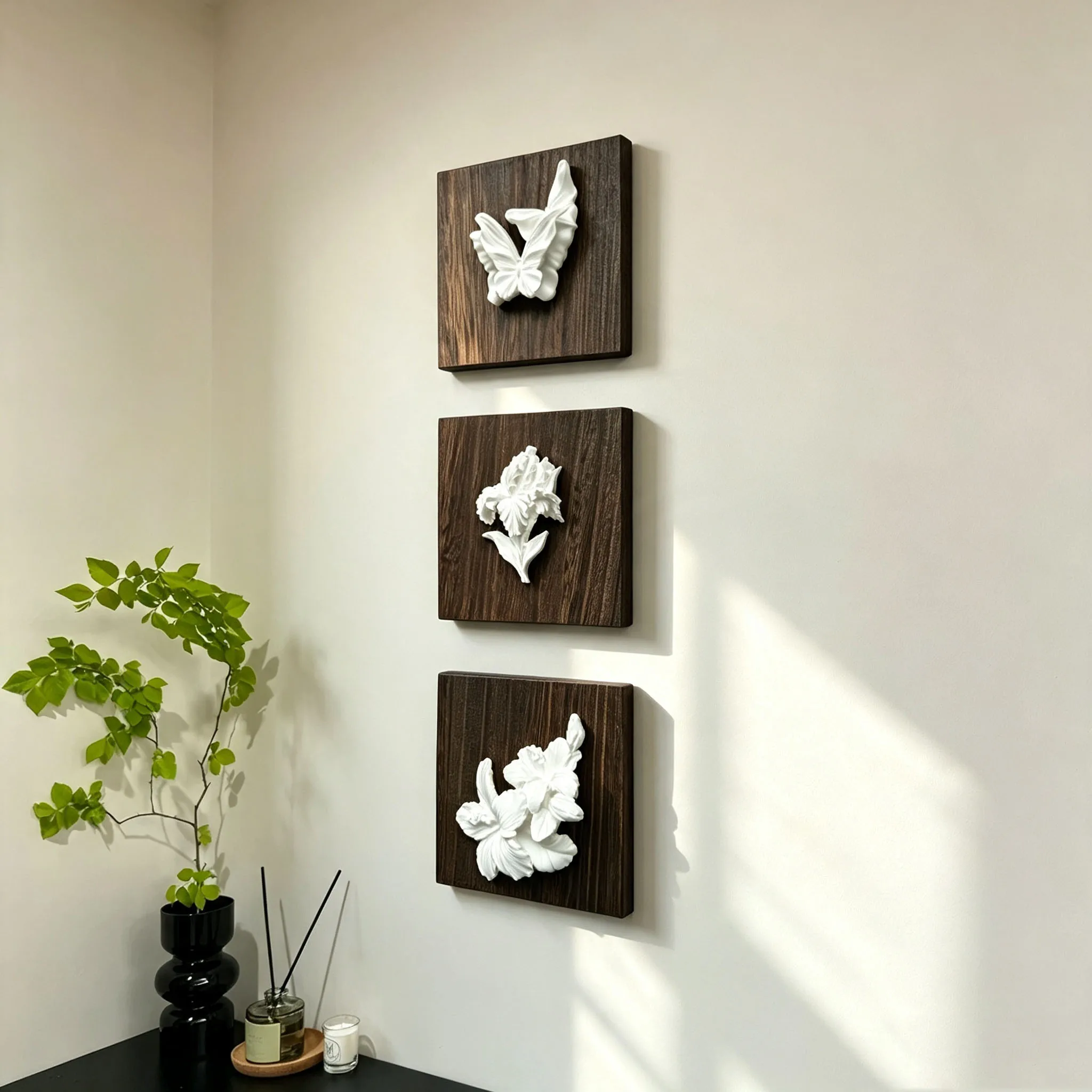 Modern plaster Greek art living room decorative painting floral high-end niche style bedroom sofa background wall hanging painti