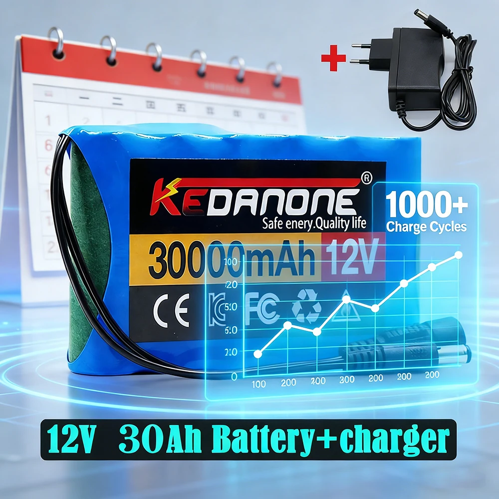 

NEW Portable Super Battery 12V 30000mah Rechargeable Li-Ion Battery Pack 30Ah Capacity DC CCTV Cam Monitor + 12.6V Charger
