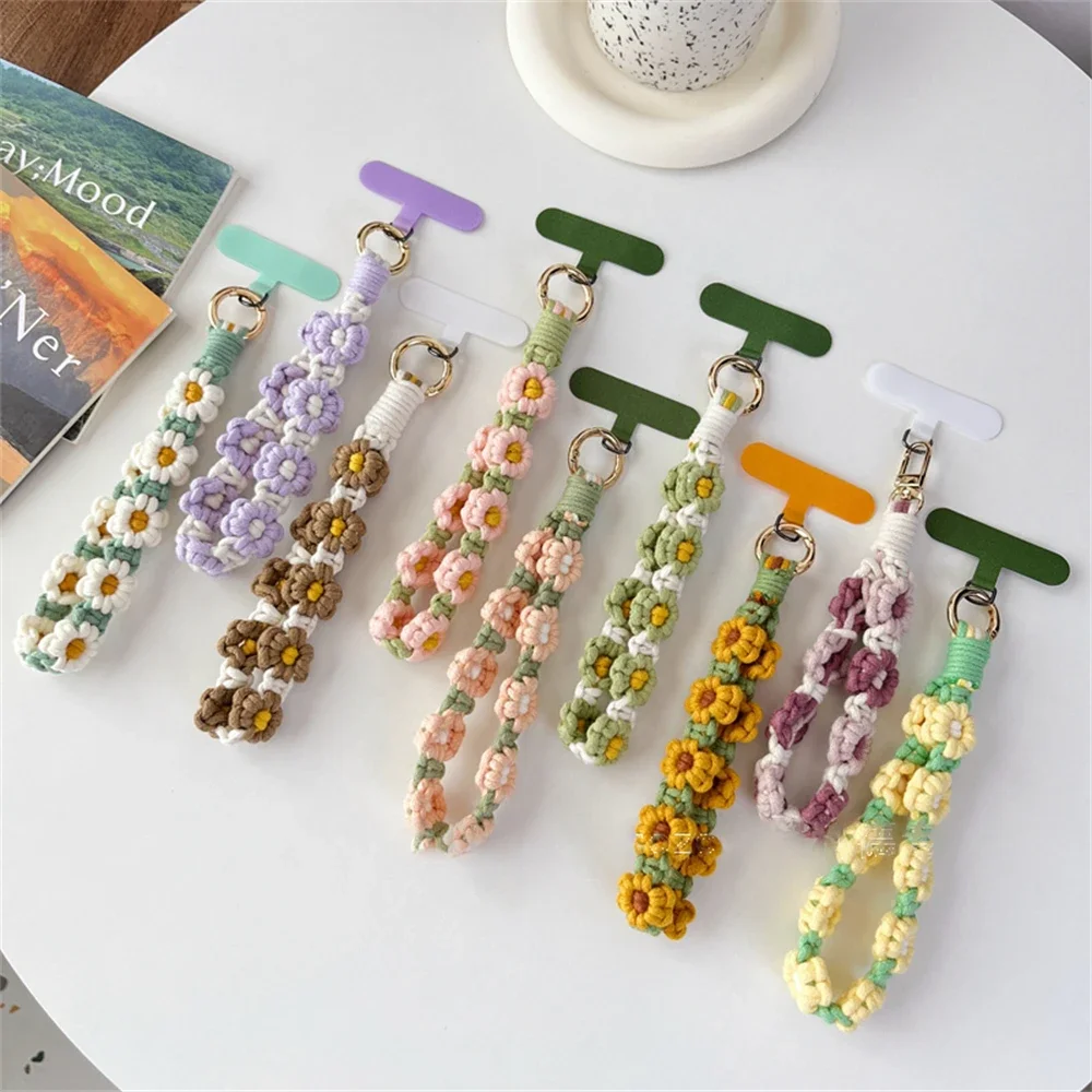 زهرة مفتاح فوب حزام فاخر نسج السوار المفاتيح المعصم الحبل سوار كيرينغ بوهو الأزهار ديزي الأزهار لطيف هدية الكريسماس