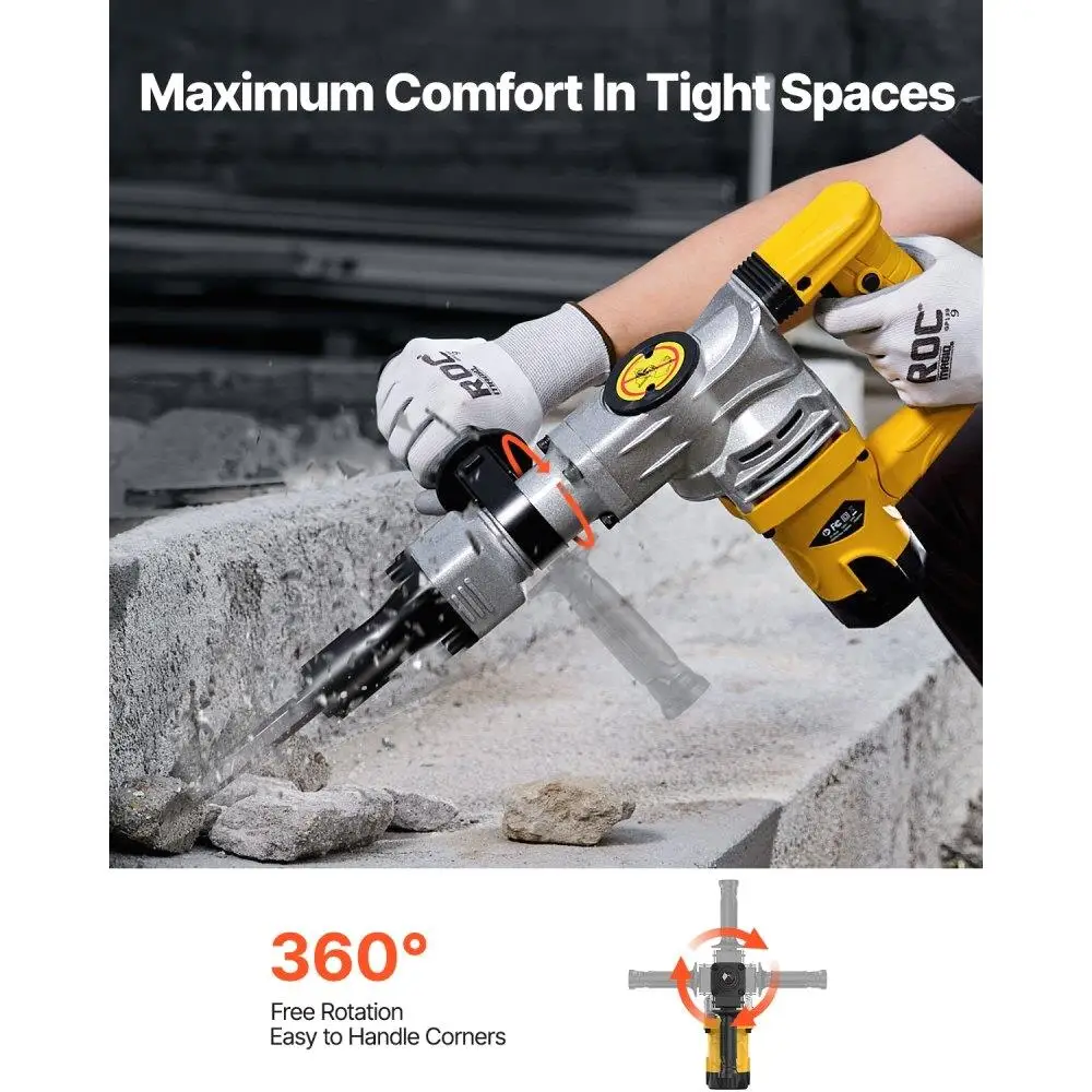 1400W Electric Demolition Jack Hammer with 2 Chisel Bits - Powerful Concrete Breaker Tool