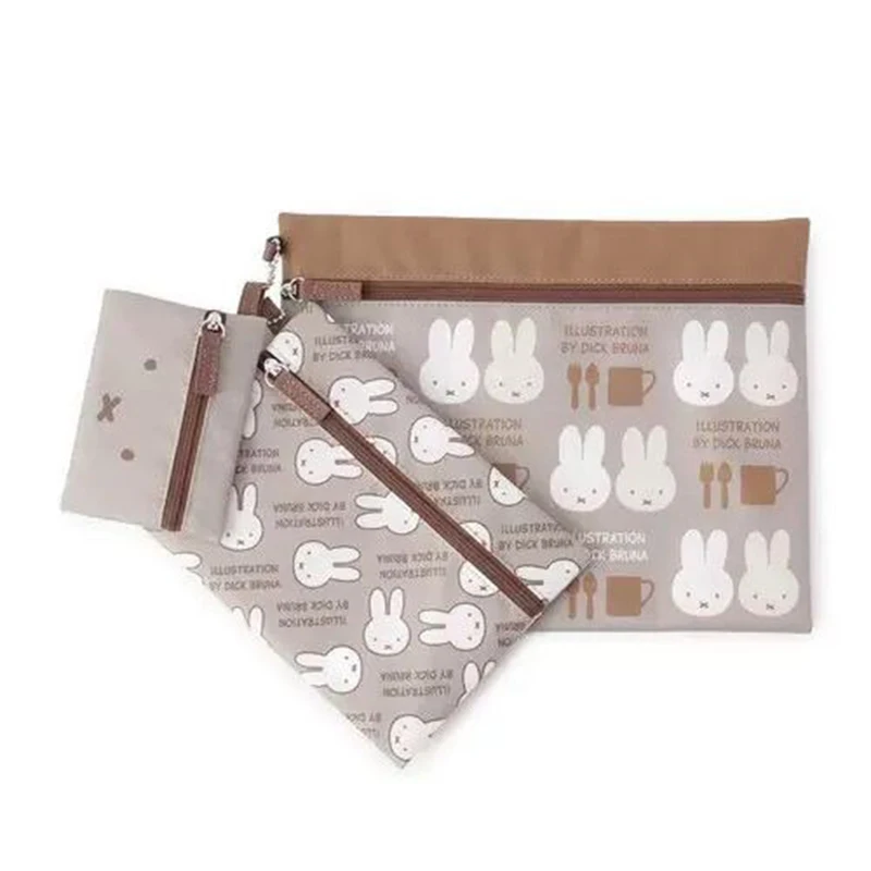 

Kawaii Miffy сумка для хранения костюм-тройка с мультяшным разноцветным принтом мини-кошелек для монет портативная косметичка подарок на день рождения для девочек