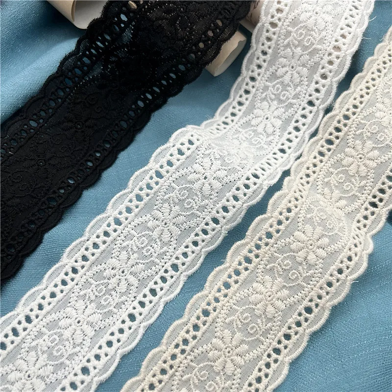 5Yard/Lot Breite 4,5 CM Baumwolle Bilateralen Bestickte Spitze Trim kinder Kleidung Kleid Kragen Dekorative Hause Stoff – Detail 2