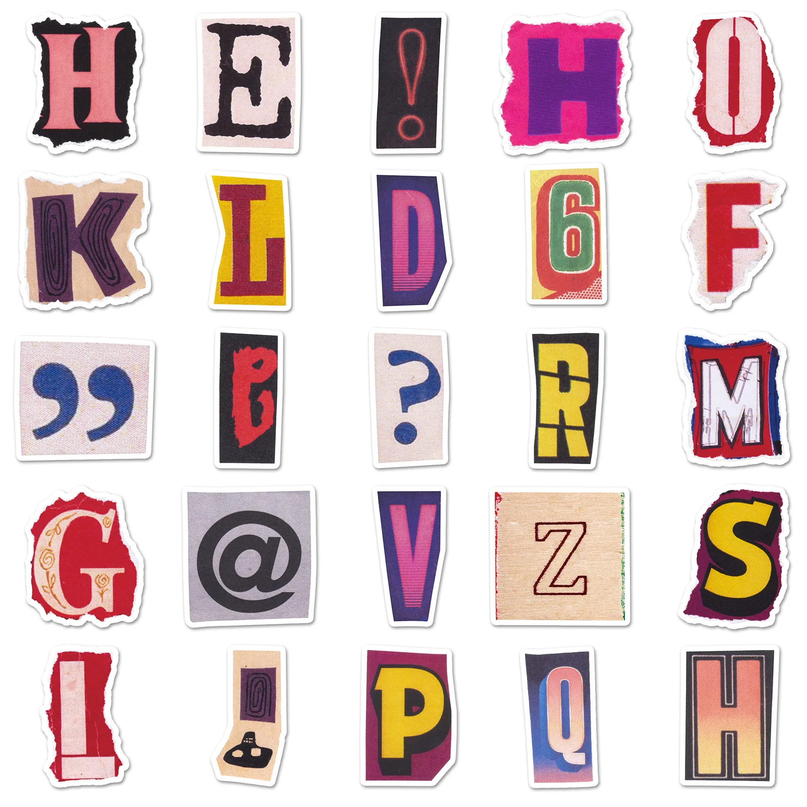 

100PCS Aged Letters Digital Retro Style Doodle Decorative Laptop Stationery iPad Laptop Waterproof Stickers Kids Toy Gift