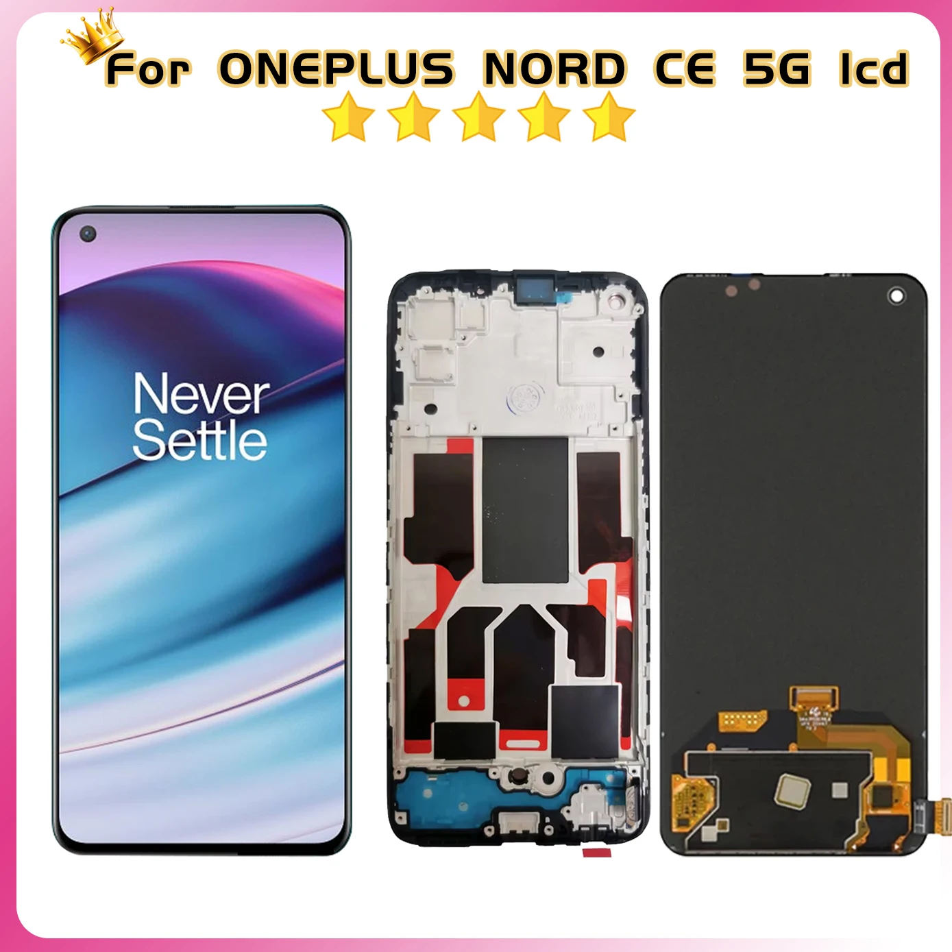 100% Tested AMOLED For OnePlus Nord CE 5G LCD Screen for EB2101 EB2103 Display Touch Screen Digitizer Assembly