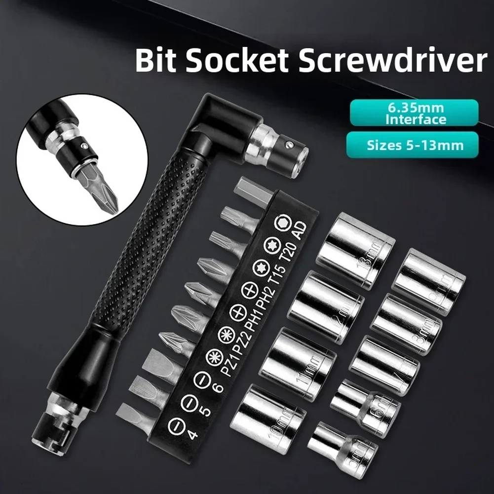 21PCS L Type Screwdriver Set With 9 Socket Wrench 10 Screwdriver Bits For Repair For Matching Bits Set