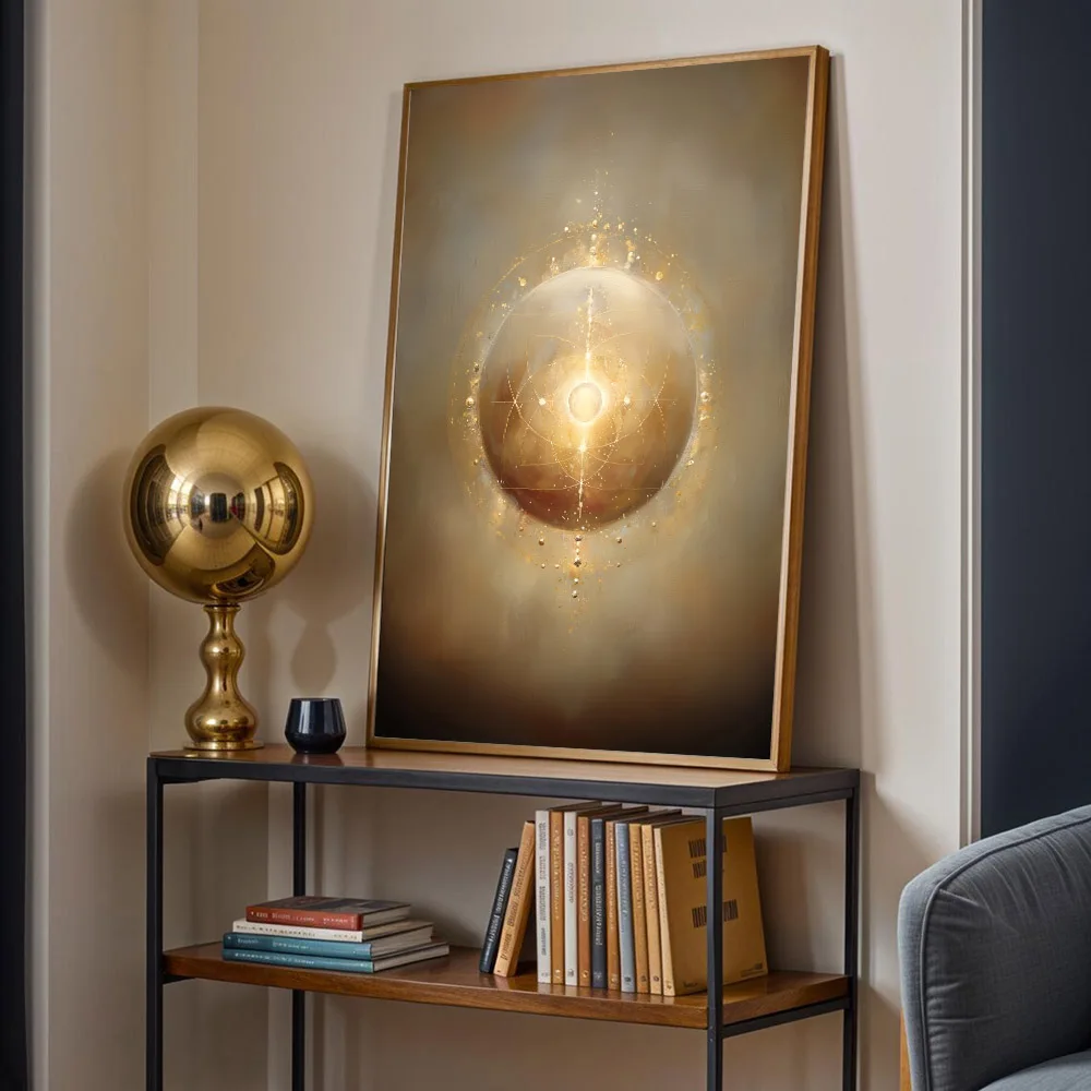 1pc Unframed Zen Golden Healing Energy Abstract Canvas Poster Sacred Geometry Orb Spiritual Reiki Wall Art Print Decor Painting