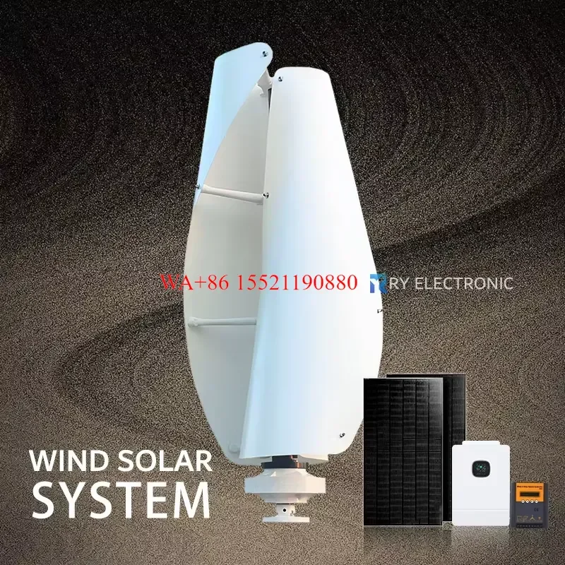 WMWMNU for Low Speed Vertical Axis Wind Turbine Windmill 3KW 5KW 10kw Solar Generator Power Energy System Home Use