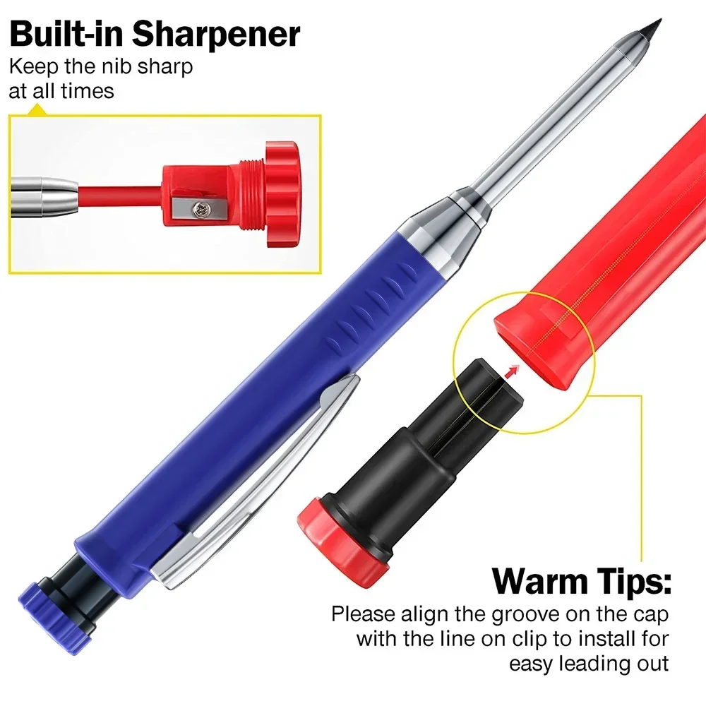 2.8 مللي متر الصلبة نجار قلم رصاص الميكانيكية مع المدمج في مبراة النجارة طويلة رئيس نجار قلم رصاص القرطاسية العرض #3