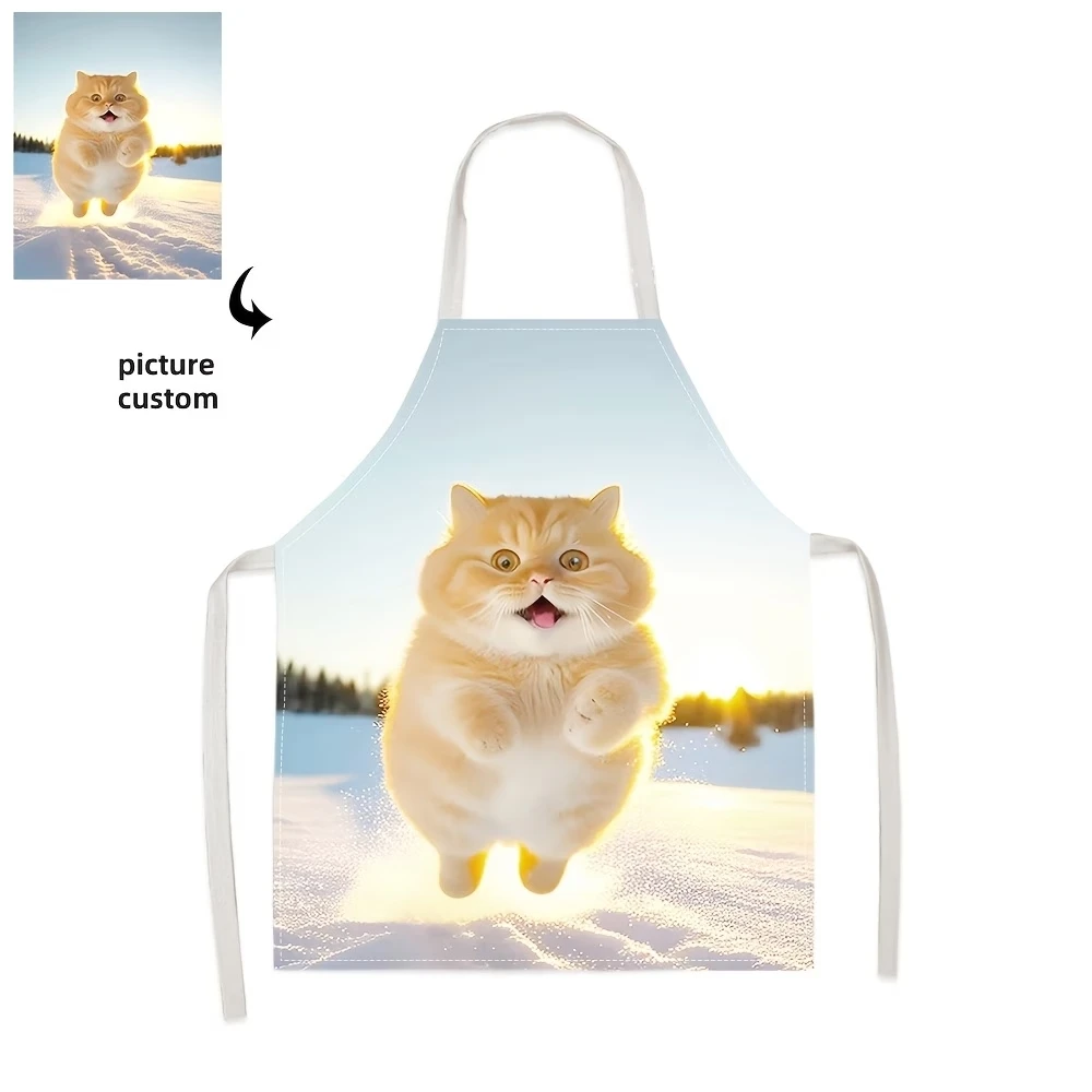 1/3/5 Pcs Custom Photo Apron, Waterproof Polyester Knit Fabric, Personalized Kitchen Chef Apron, Custom Pattern, No Assembly Required, Suitable as a Gift for Festivals, Holidays, and Anniversaries
