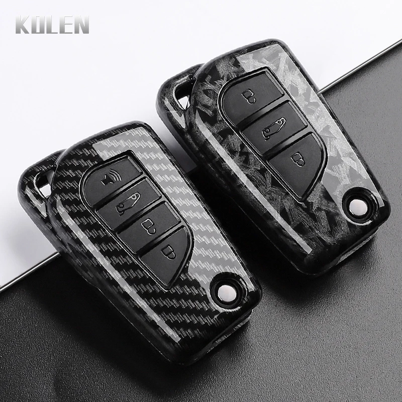 ABS Carbon Fiber Style Car Key Case Cover For Toyota Camry RAV4 Forturner Hilux Auris Corolla Avensis Verso Yaris Aygo Scion TC