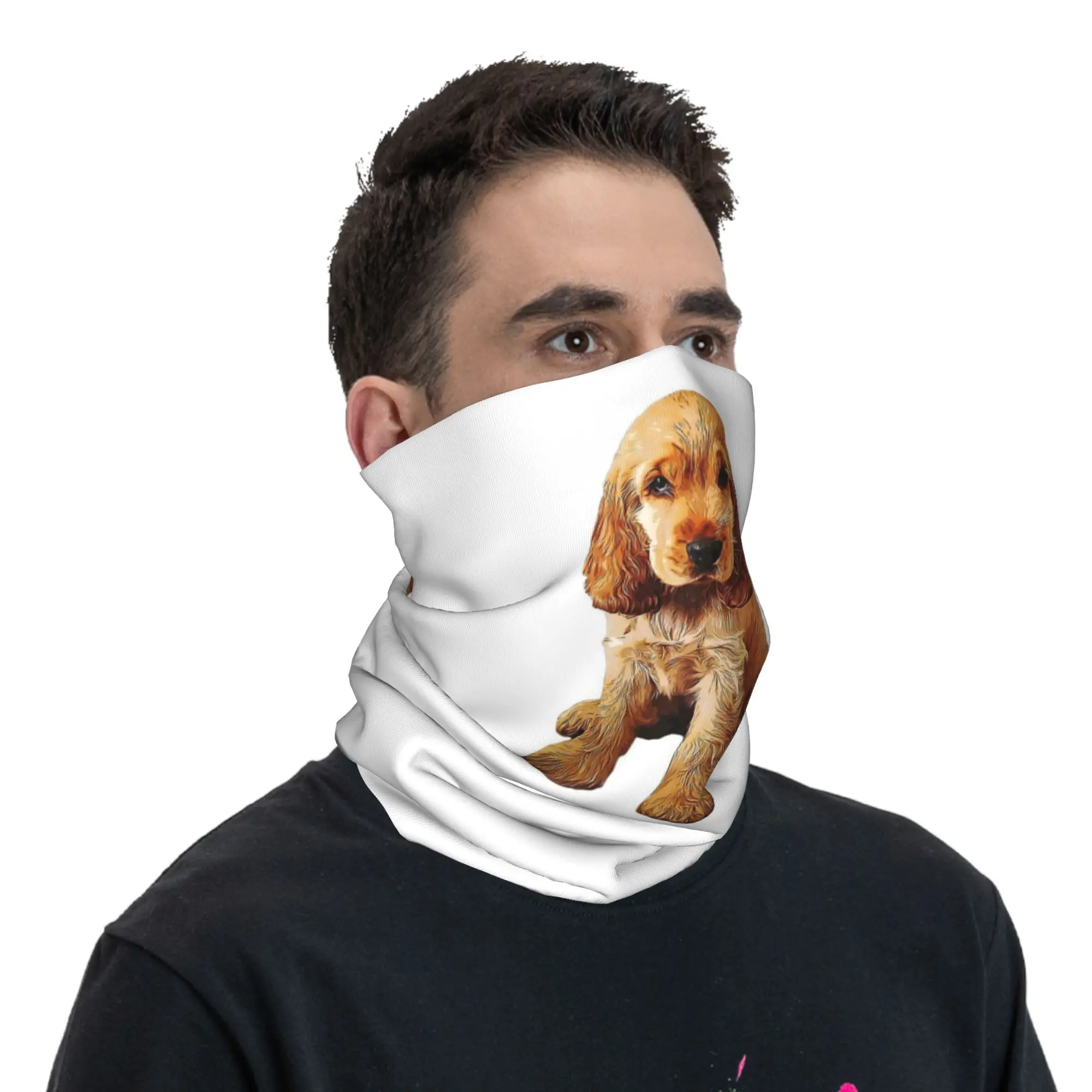 الذهب كوكر الذليل جرو الكلب باندانا الرقبة الجراب مطبوعة الوجه وشاح دافئ أغطية الرأس الجري للرجال النساء الكبار يندبروف