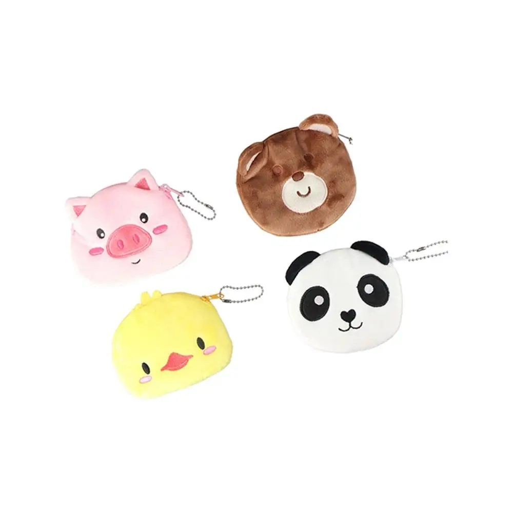 Kawaii Cartoon Panda Plush Coin Purse Chicken Pig Plush Zero Wallet Storage Bag Bear Plush Earphone Bag Kids