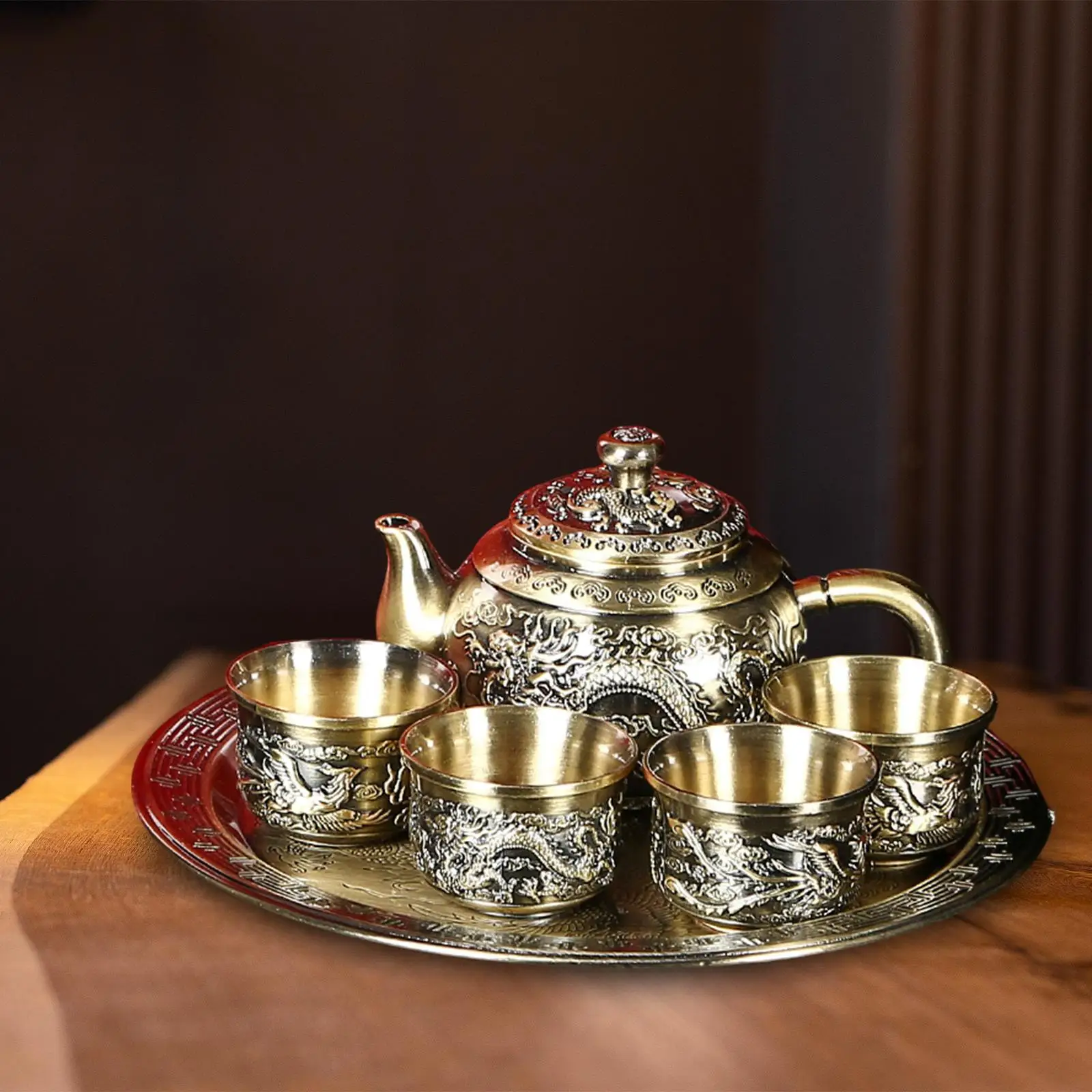 

Chinese Set 4 Tea Cups Tea Maker for Office Car Trips Hotel
