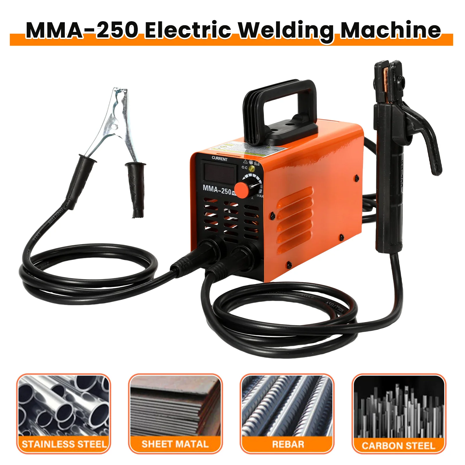 Machine à souder portable MMA-250, soudeuse à arc électrique à inverseur, machine à souder compacte réglable avec boîte de rangement pour outils