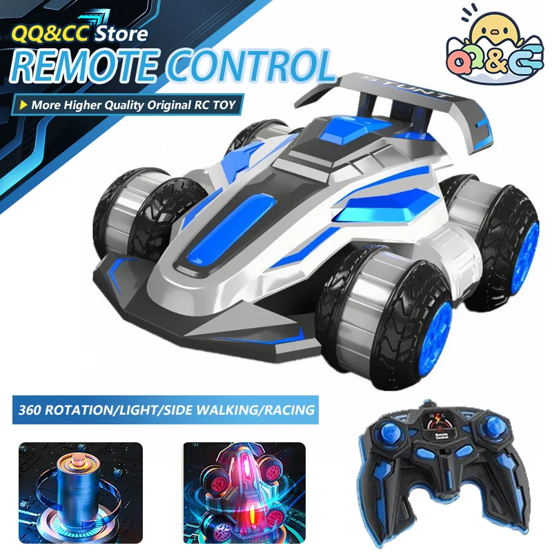 

Радиоуправляемый трюковый автомобиль 2,4G с дистанционным управлением, гоночный автомобиль для дрифта, вращение на 360 градусов, багги с легкой музыкой, откидные шины, игрушки для мальчиков и детей