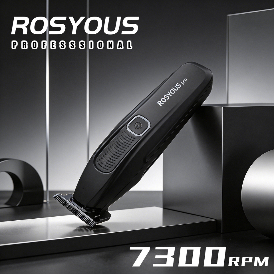  ROSYOUS RS-078 Professional Finishing Machine Zero-Gapped DLC T-Blade, 7300RPM, 1500mAh Low Noise Cordless Men's Trimmer 
