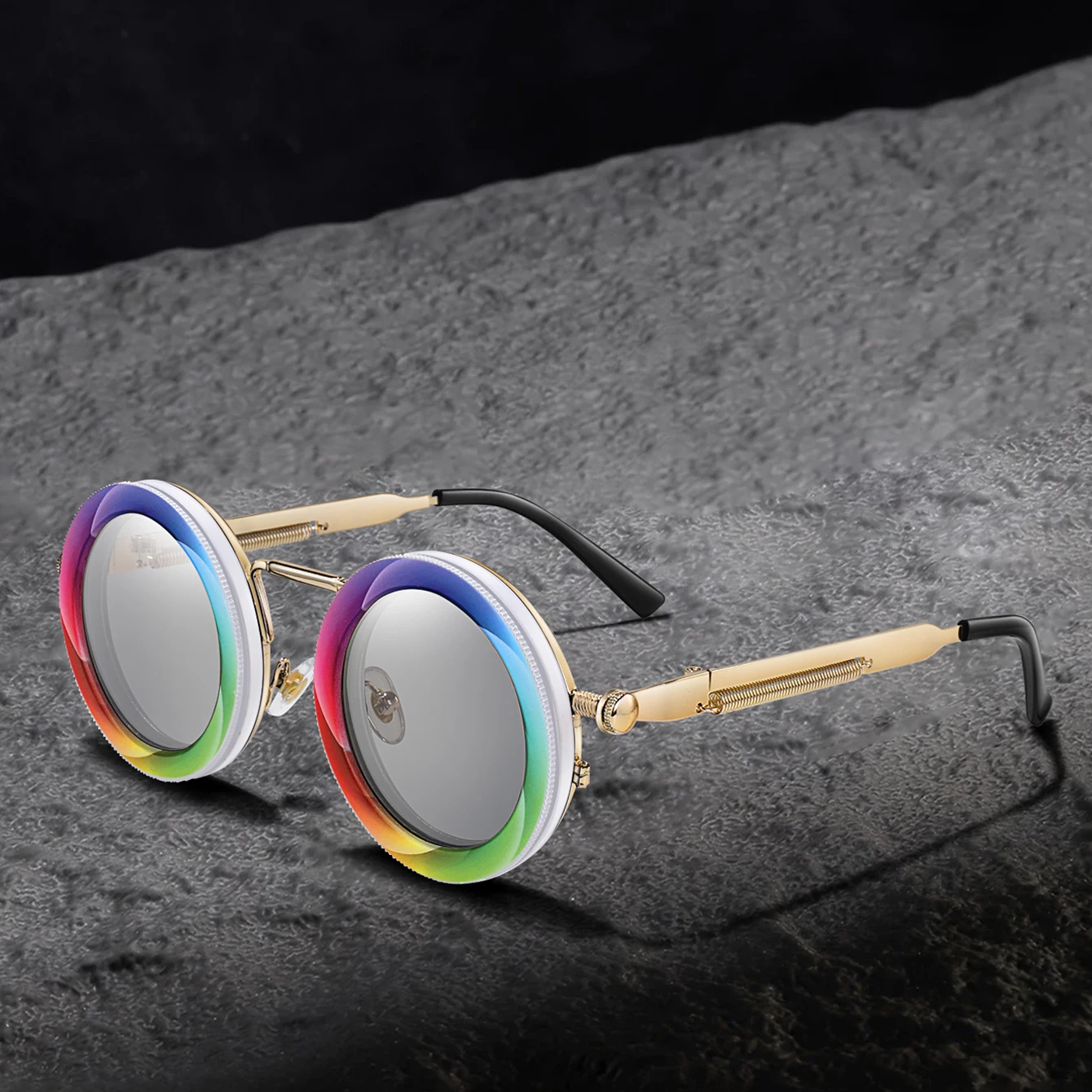 نظارات Steampunk بإطار معدني ND مع صندوق عدسة قابلة للدوران للجنسين، نظارات مستقطبة قابلة للتعديل للحفلات #2