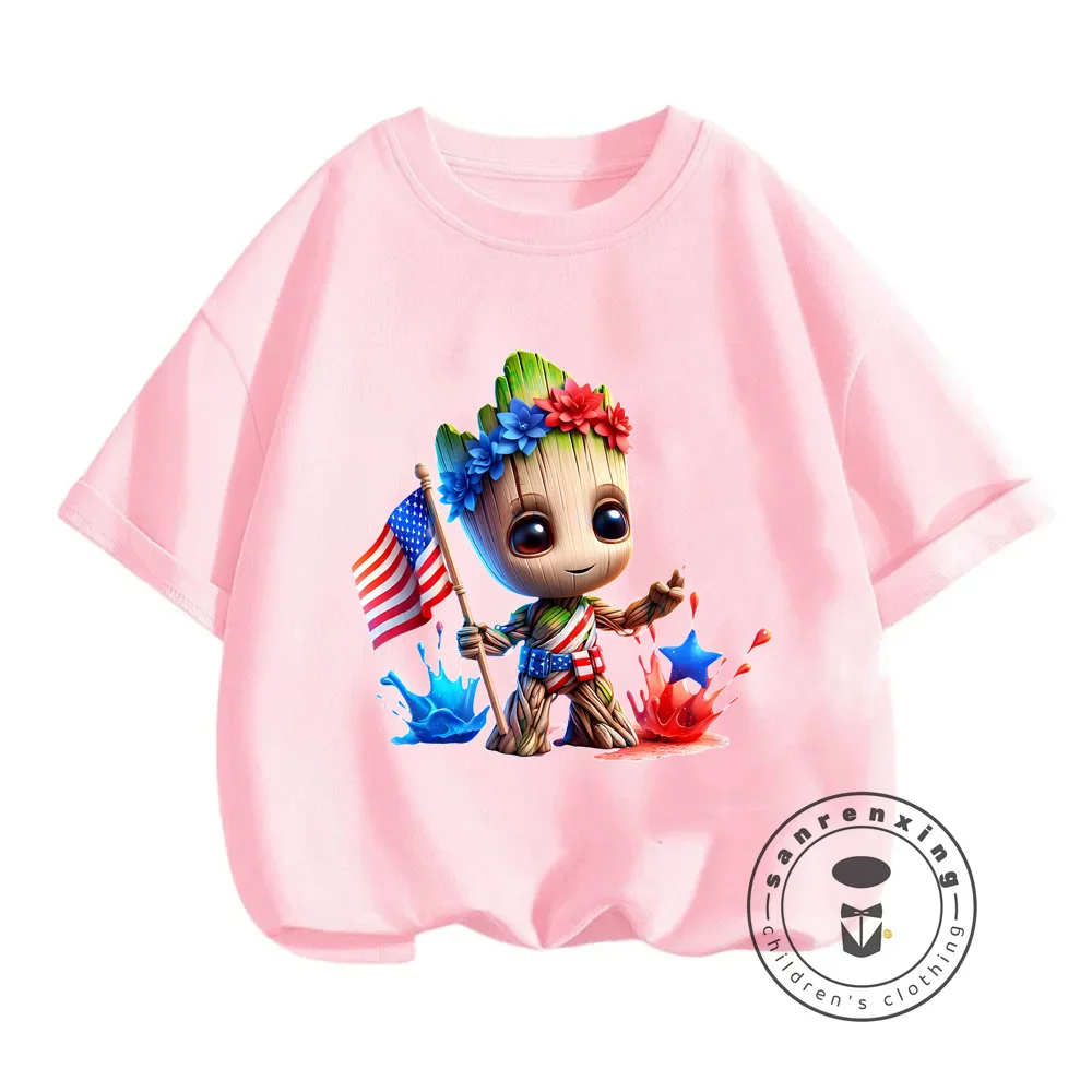 Marvel Groot Animated Superhero T-Shirts Enjoy the Best of Galaxy Guardian Kawaii O-Neck Fashion Street Fit Shirts for Boy Girl