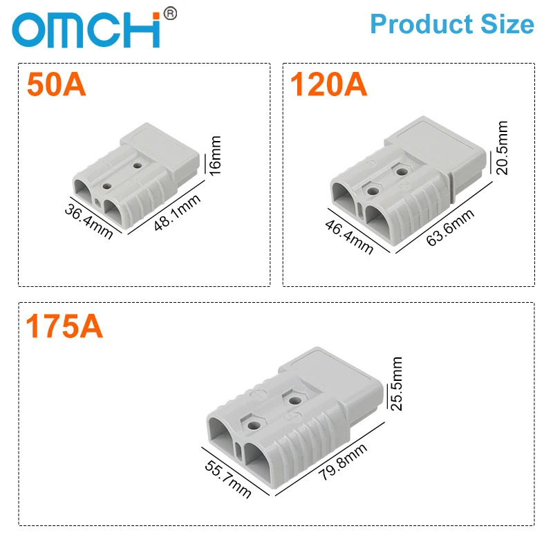 OMCH 1/2/5PCS 50A/120A/175A 보트 트럭 케이블 커넥터 플러그 용 마운트 브래킷 패널 커버가있는 이중 극 플러그 커넥터 용