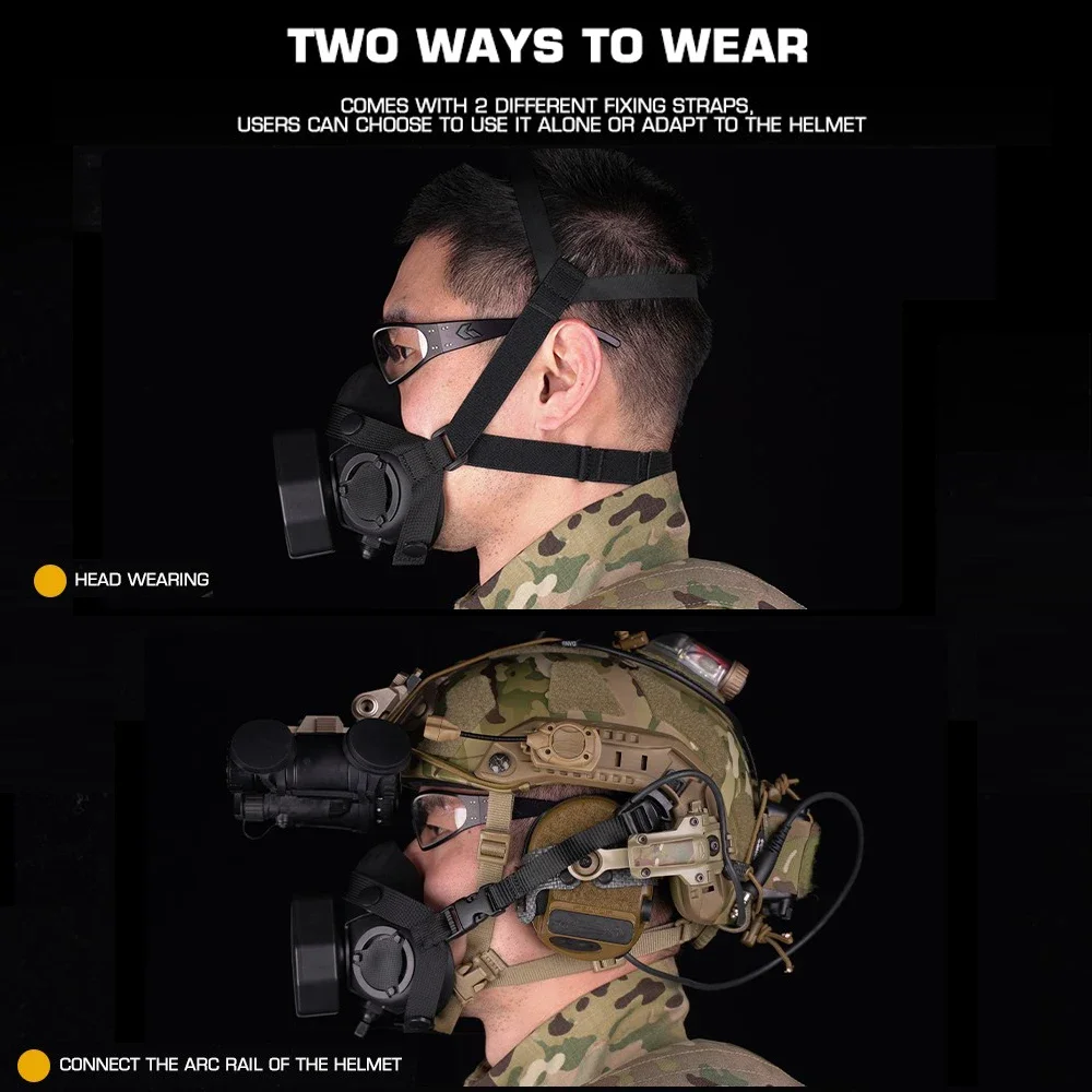 SOTR-Maske, spezielle taktische Atemschutzmaske, halbe Gesichtsmaske, Radio, mobile Kommunikation, Version für Militar Paintball, Airsoft, CS, Cospla – Detail 7