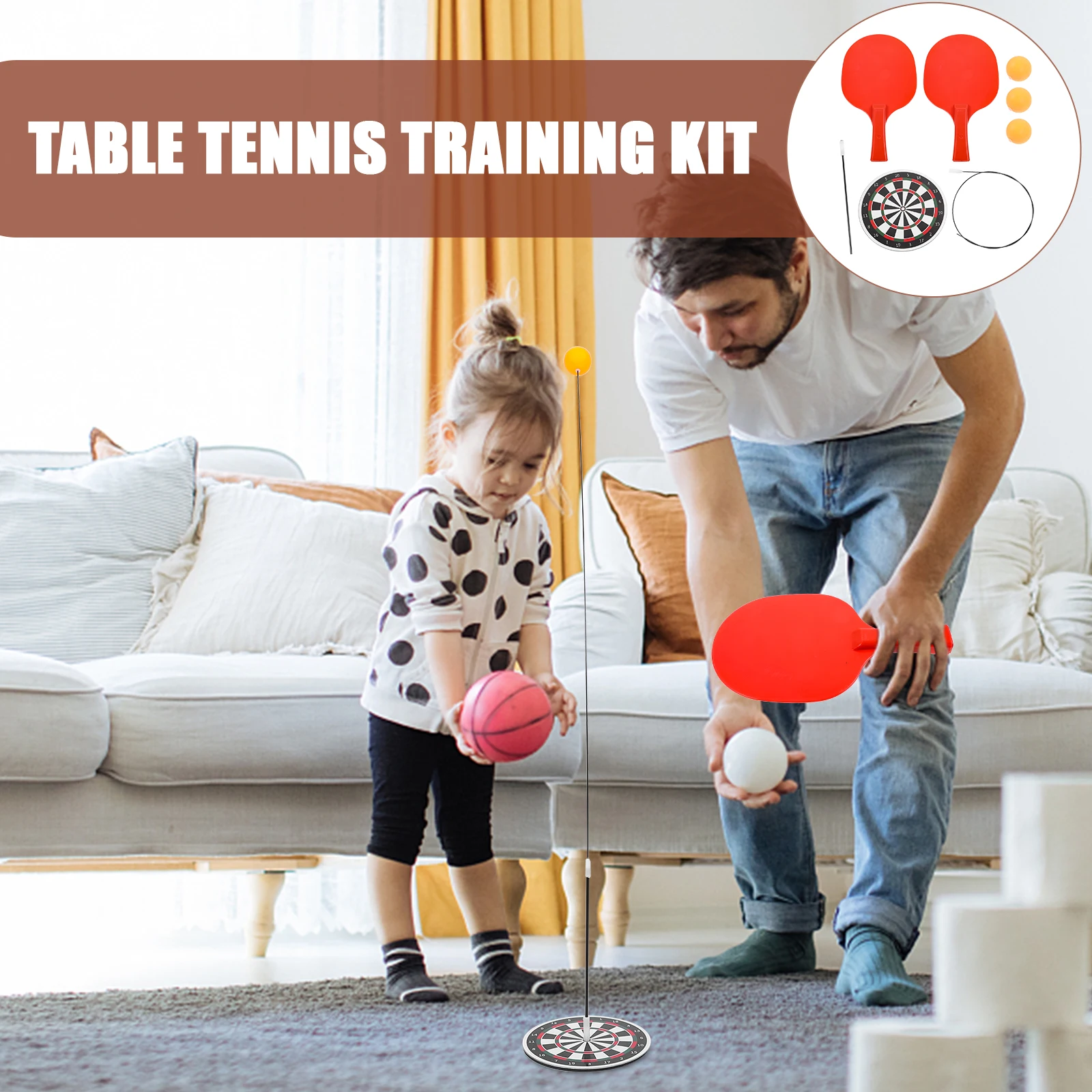 

Table Tennis Training Device Elastic Spring Bar Trainer Random Color Racket Pong Kit for All Skill Levels