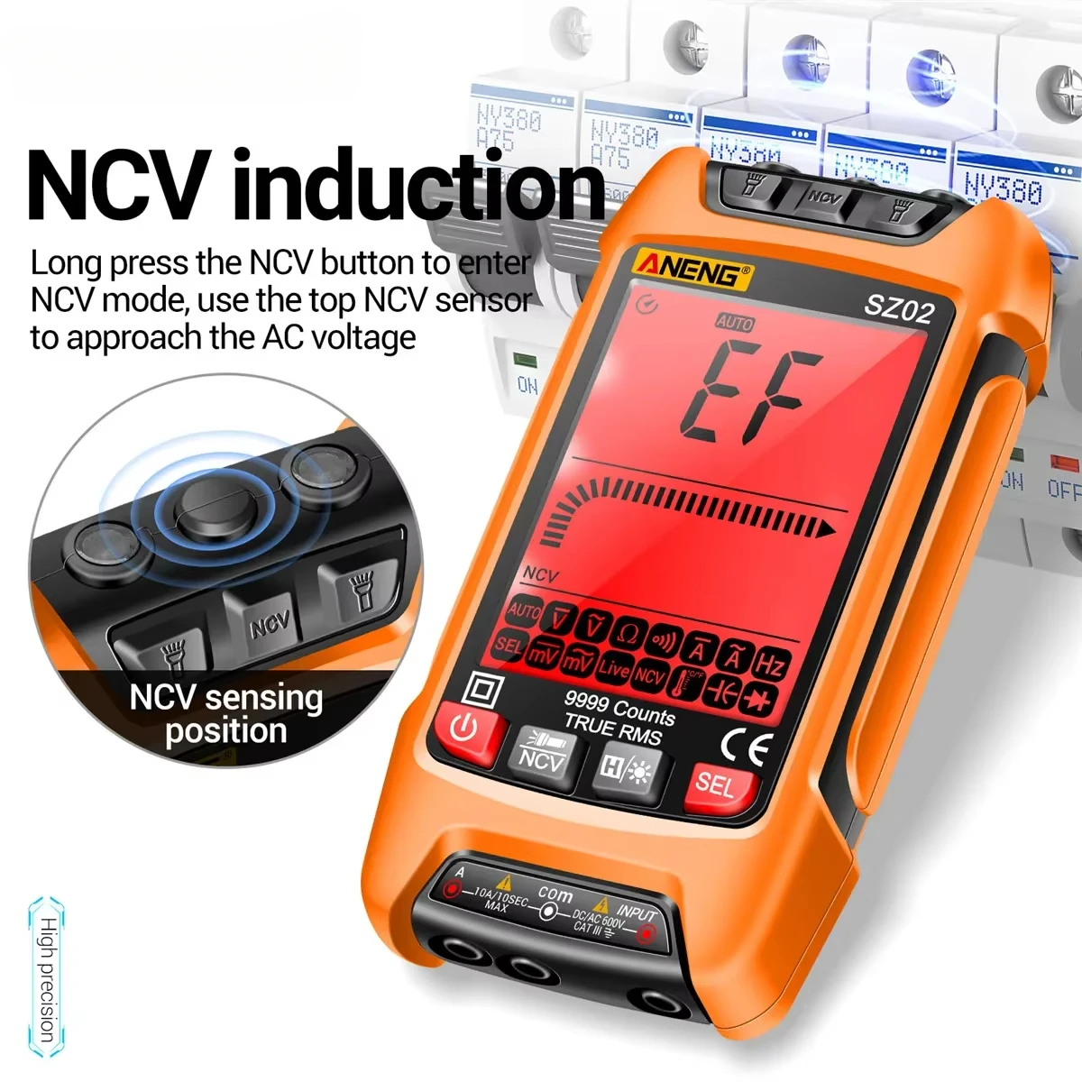 SZ02 Digital Multimeter Transistor Smart Testers 9999 Counts True RMS Auto Electrical Capacitance Meter Temp Resistance - Image 2