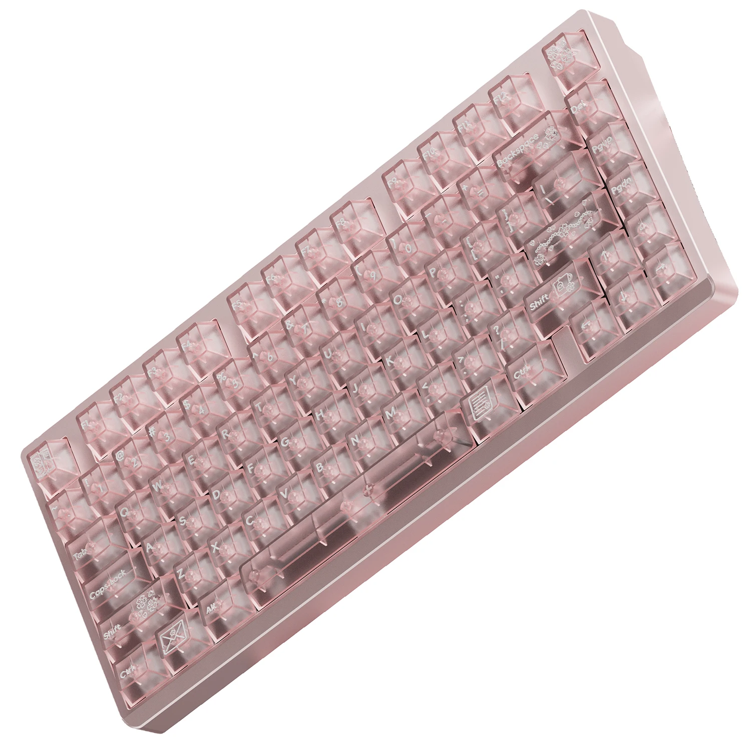 idobao Sakura Cherry Keycaps Transparent Key Cap Set Pink Cute Keycap Custom Key Caps for Mechanical Keyboard Gaming