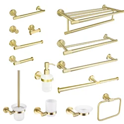 Ouro Toalheiros e Anel Conjunto, Escovado Conjunto De Hardware De Ouro, Robe Coat Hook, suporte De Papel Higiênico Tecido, Kit Acessórios Do Banheiro