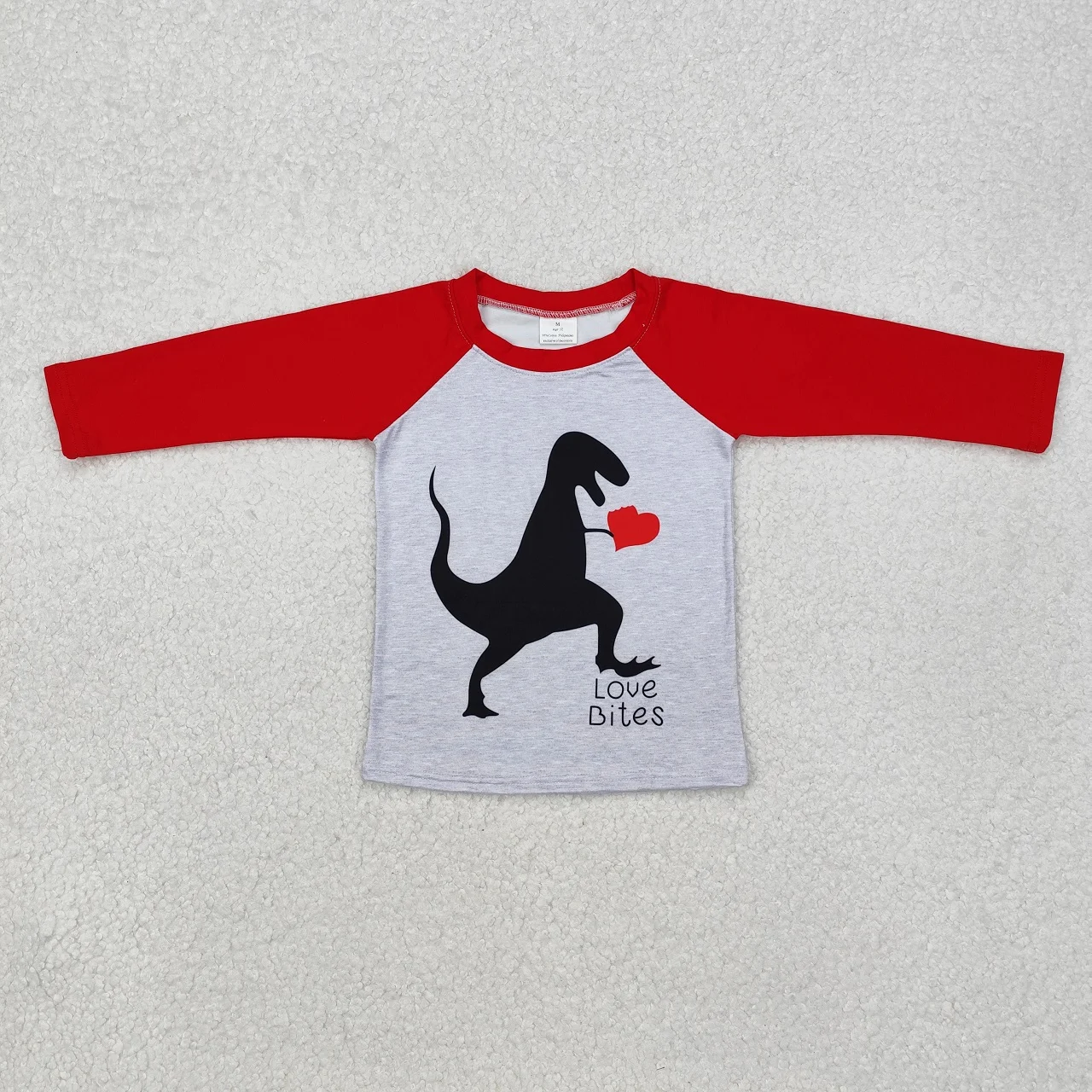 Wholesale Baby Boy Valentines Tee Red Long Sleeves Dinosaur Children Sweatshirt Toddler Dinosaur Pullover Kids Shirt Clothing