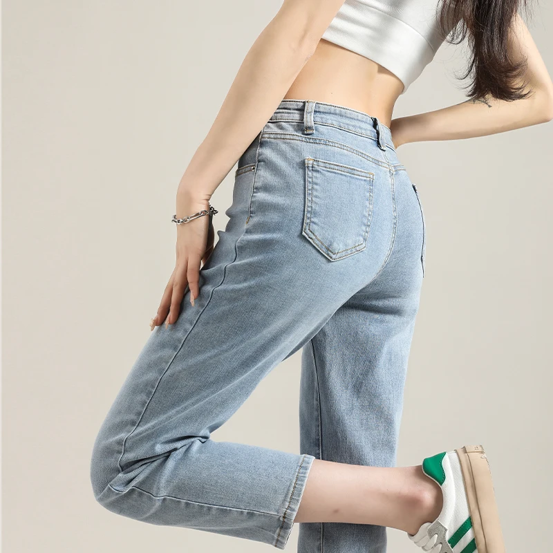 

Straight Leg Jeans Women's 2023 High Waist Light Blue Cargo Denim Pants Baggy Jeans Women Clothing Boyfriend Jeans for Women