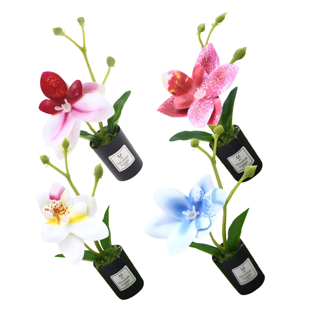 

4 Pcs Artificial Small Plants Orchids Realistic Faux Orchids Miniature Flowers Maintenancefree Indoor Decor Vase Plants
