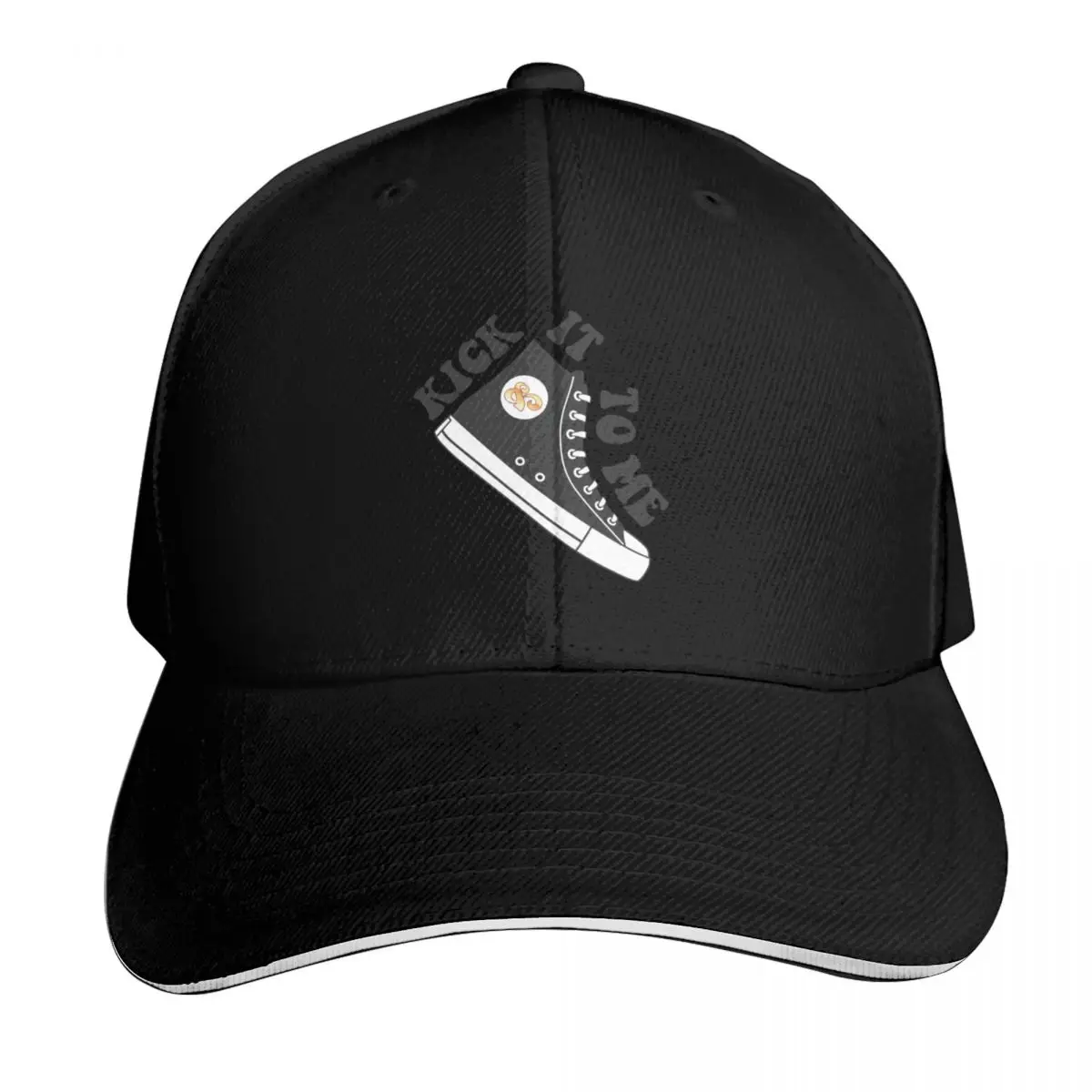 Sammy Rae Kick It To Me Black & White Baseball Cap Streetwear Hip Hop Trendy Vintage Retro Embroidered Lightweight Packable
