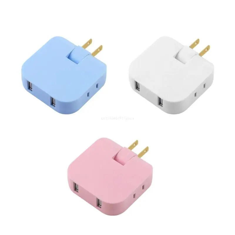 4 in 1 Flat Pin Plug Power Socket with 2 USB Adapter with 180 DegreeRotation Dropship