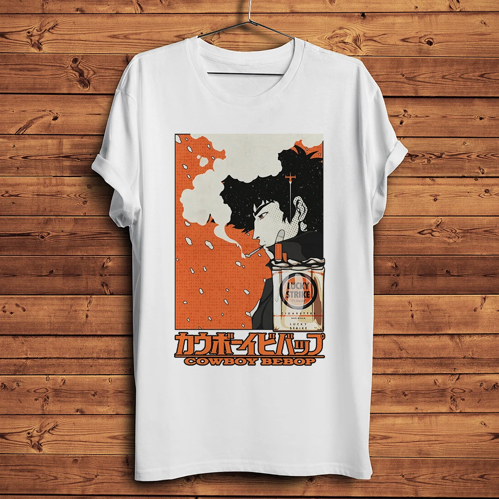 Cowboy hunter Bebops Spike Spiegel Funny anime vintage Tshirt Homme Men Short T Shirt Unisex manga streetwear breathable Tee