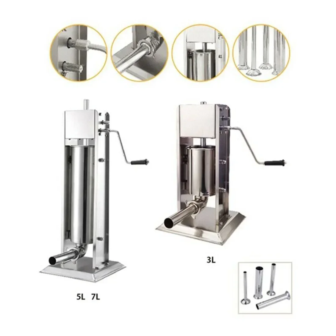 4pc 185/190mm Sausage Stuffing Tubes Stainless Steel Meat Grinder Making Funnel Stuffer For Fits Manual Or Electric Meat Grinder