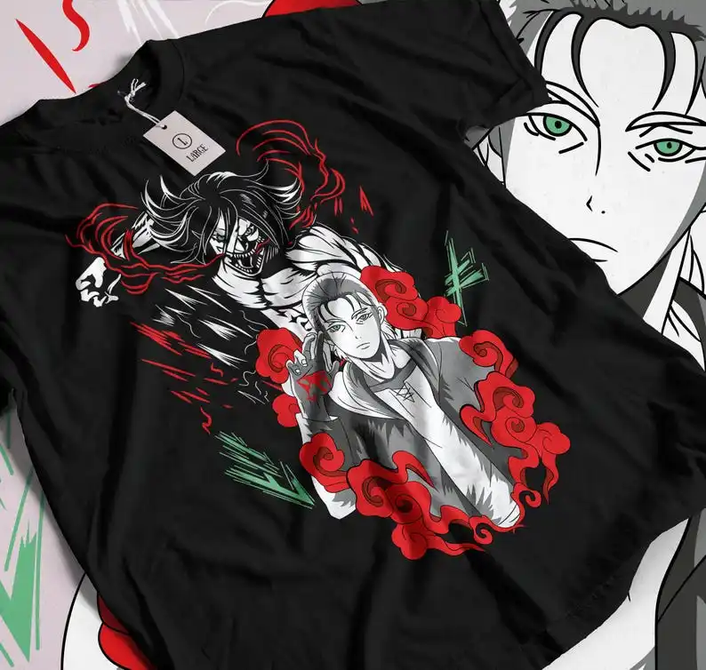 AOT Attack On Titan Japanese Manga Merch T-Shirt Anime Unisex Tee Titan Yeager