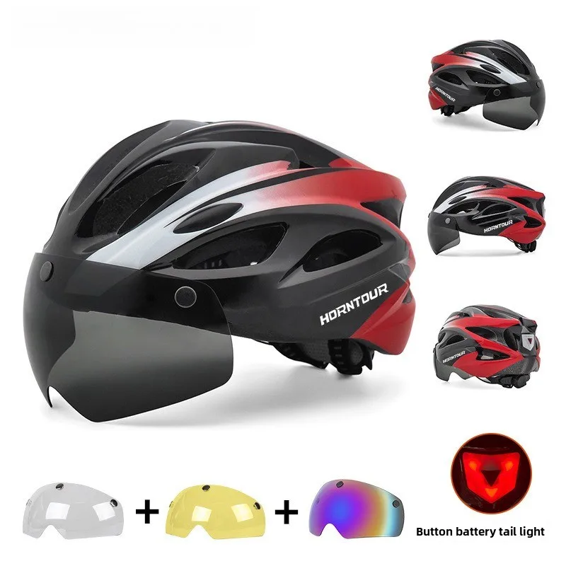 

Велосипедный шлем для горных и шоссейных дорог, интегрированный, унисекс, с магнитными очками и козырьком