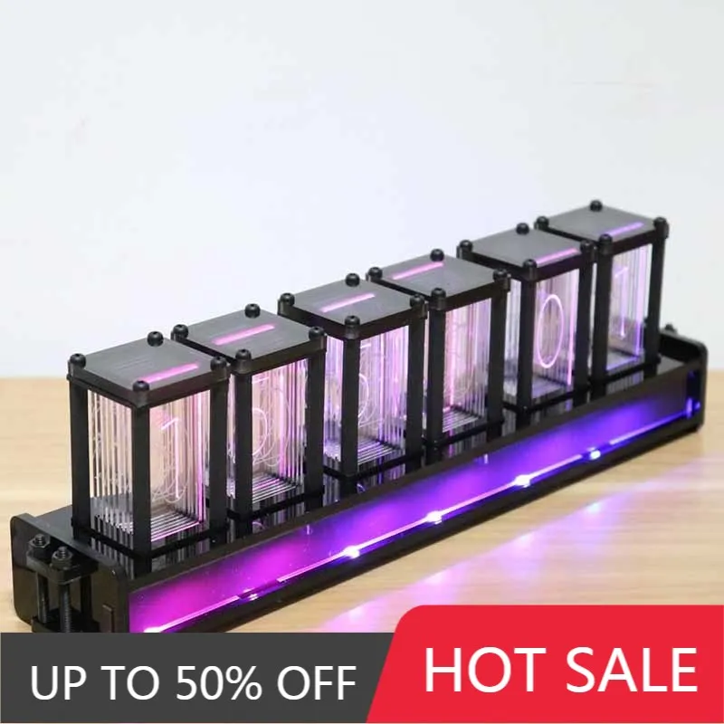 Wooden Digital Desk Clocks RGB Creative Table Clock Led Lights Computer Desktop Decoration Accessories Glow Pseudo Tube Clocks