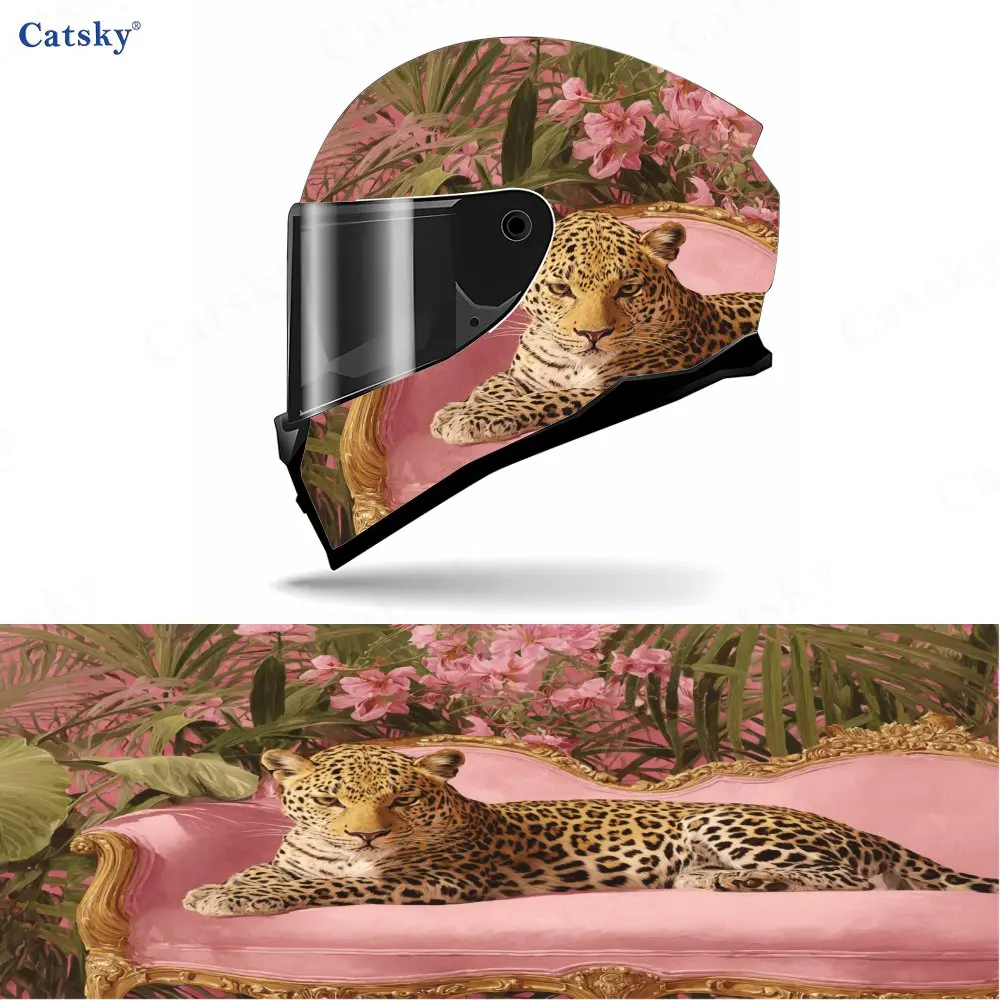 

The cheetah on the sofa PVC material self-adhesive waterproof motorcycle helmet sticker, paste firmly and do not fall, waterproo