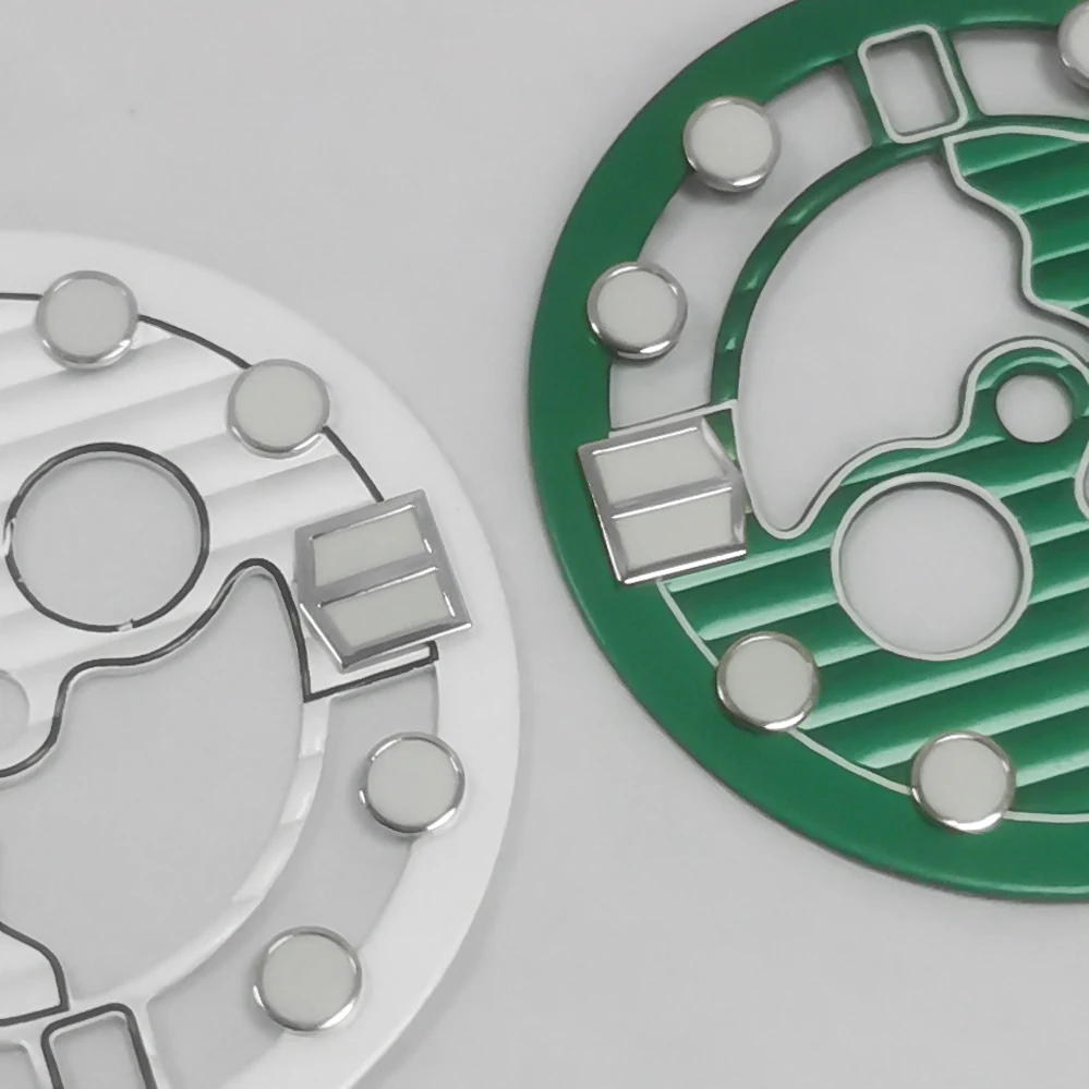 Uhren zubehör 28,5mm ausgehöhltes Zifferblatt grün leuchtende Passform für nh35/36-Uhrwerk ist nur für 3 Uhr geeignet