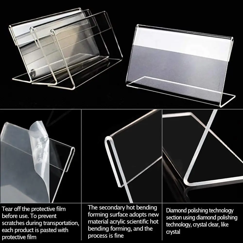 Acrylic Transparent Display Stand Desk Sign Label Frame Price Tag Display Business Card Holders Label Holder 1pc Card Holder