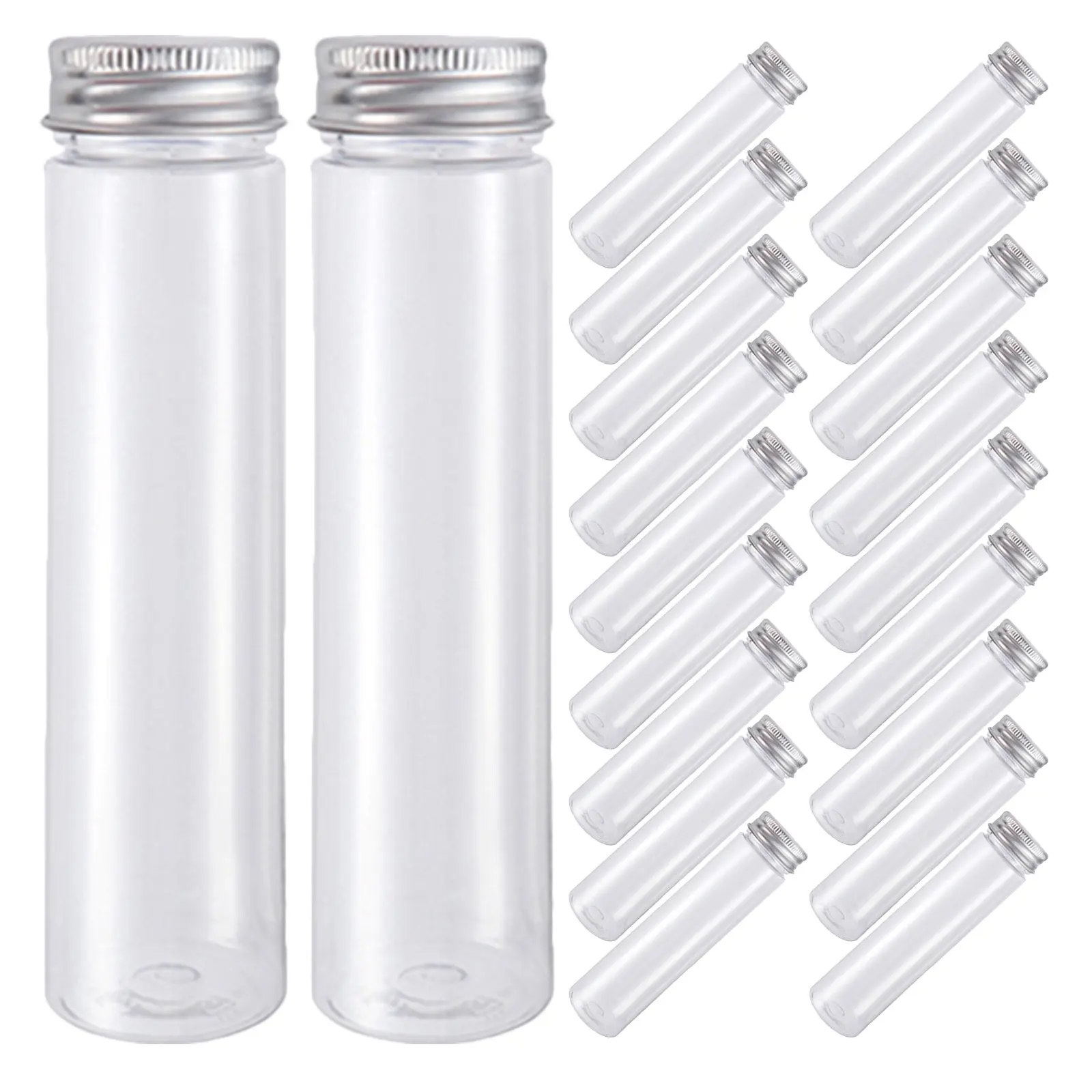 36Pcs Plastic Test Tubes Clear Flat Tubes Screw Caps Bath Salt Storage Vials Sample 50Ml 50Ml Test Tube for Jewelry